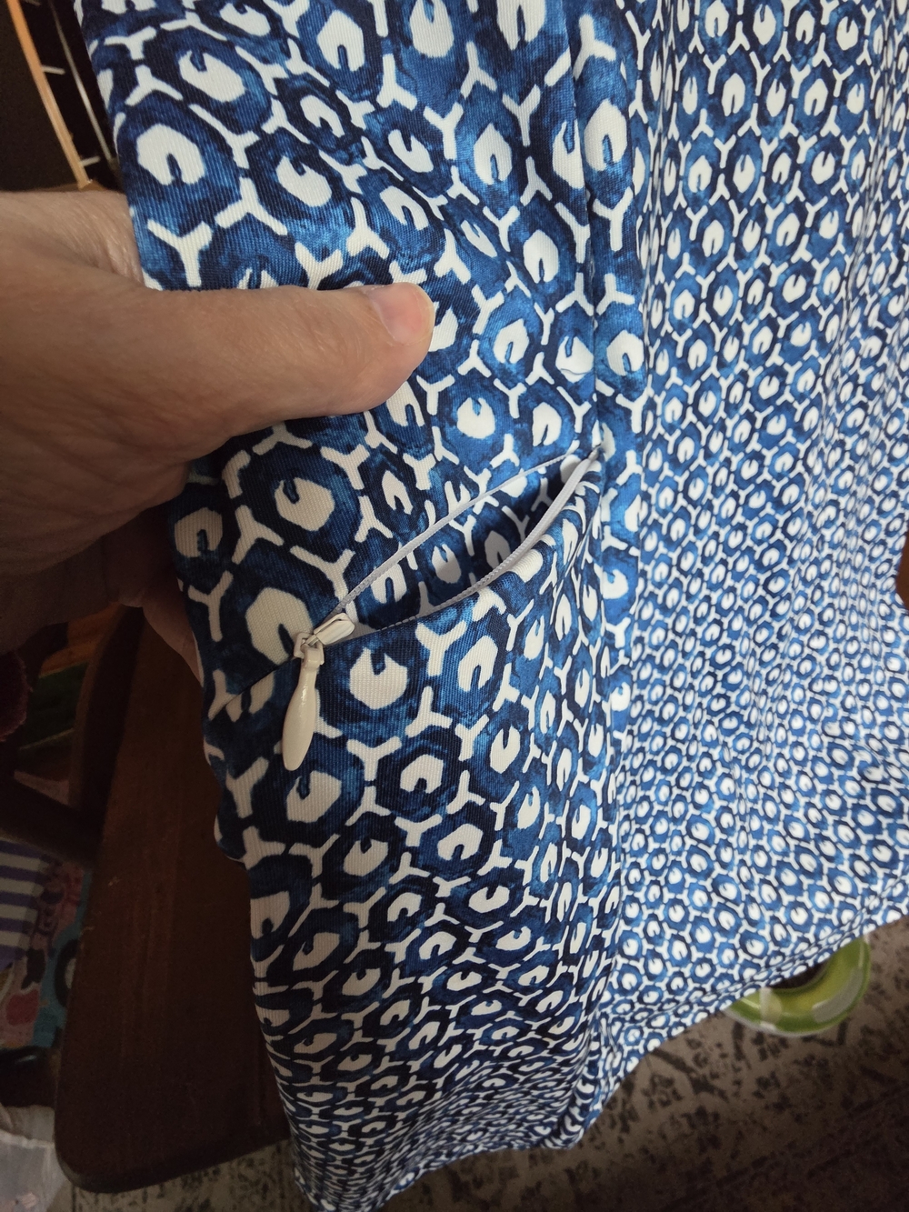 L.L. Bean Blue and White Printed V‑Neck Dress - Picture 4 of 4